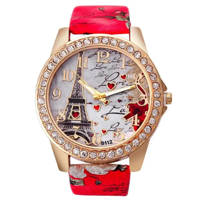 Timezone #301 Fashion Women's Watch Tower Pattern Leather Band Analog Quartz Vog Timezone #301 Fashion Women's Watch Tower Pattern Leather Band Analog Quartz Vog