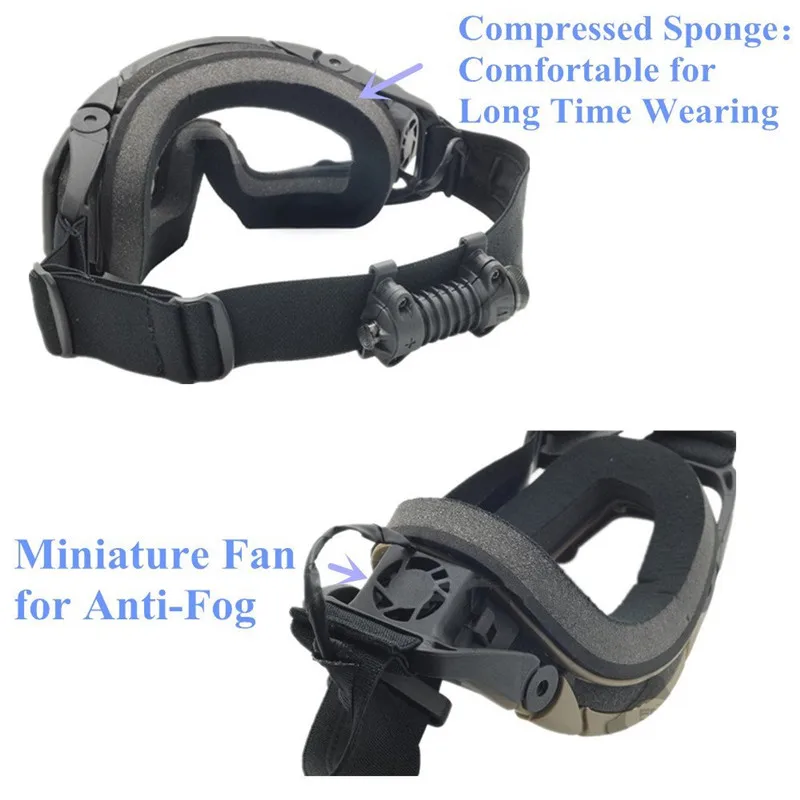 FMA Tactical SI-Ballistic Anti-fog Goggles with Fan Anti-dust Outdoor Airsoft Paintball Safety Glasses Eyewear with 2 Lens
