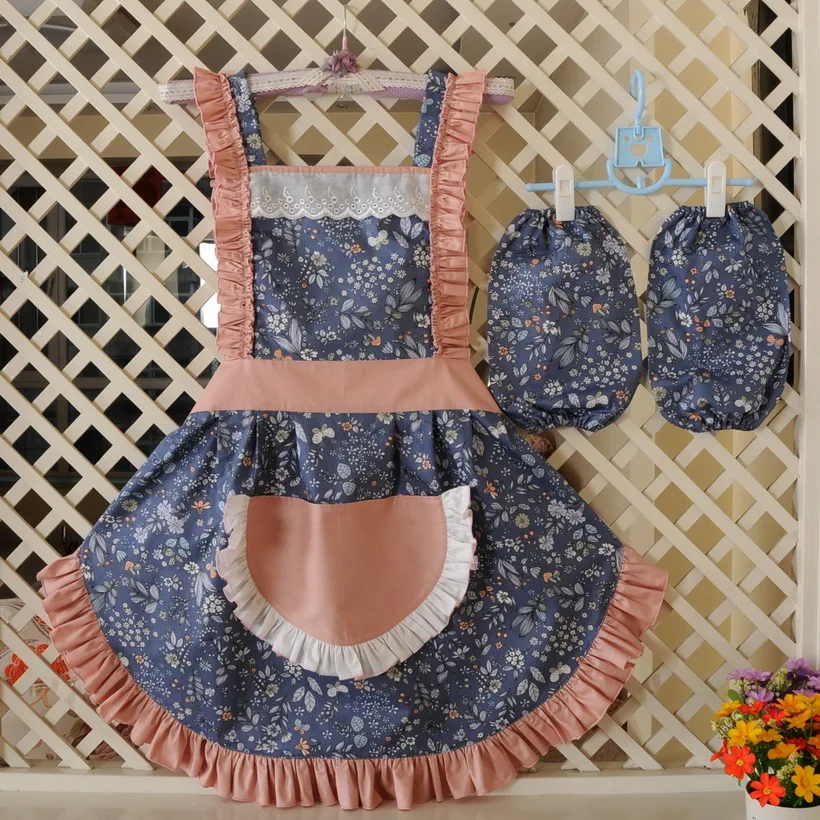 

Cute cotton aprons for woman multi-use apron with pocket cleaning apron Commercial Restaurant home Bib kitchen apron Supplies