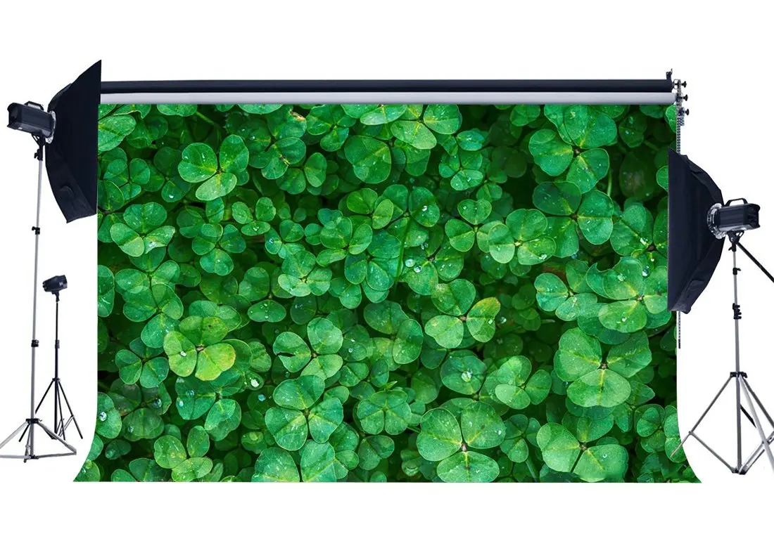 

Lucky Irish Shamrock Backdrop Happy St.Patrick's Day Green Four-leaf Clover Nature Spring Holiday Background