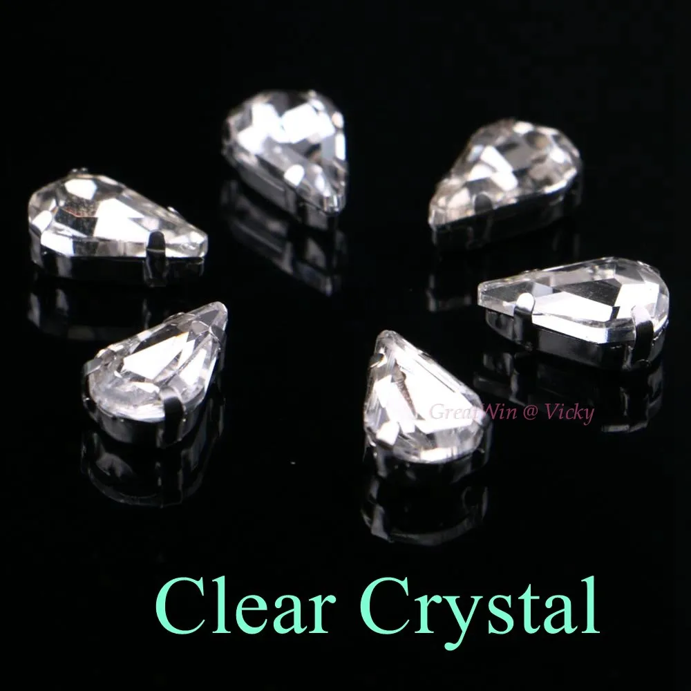 Elegant Teardrop Crystal Rhinestones with Claw Metal Base - 20 Piece Set