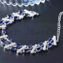 Сапфир браслет-цепочка Real и естественный голубой сапфир 0.6ct* 18 шт. камни ювелирных украшений для мужчины или женщины# BL180904