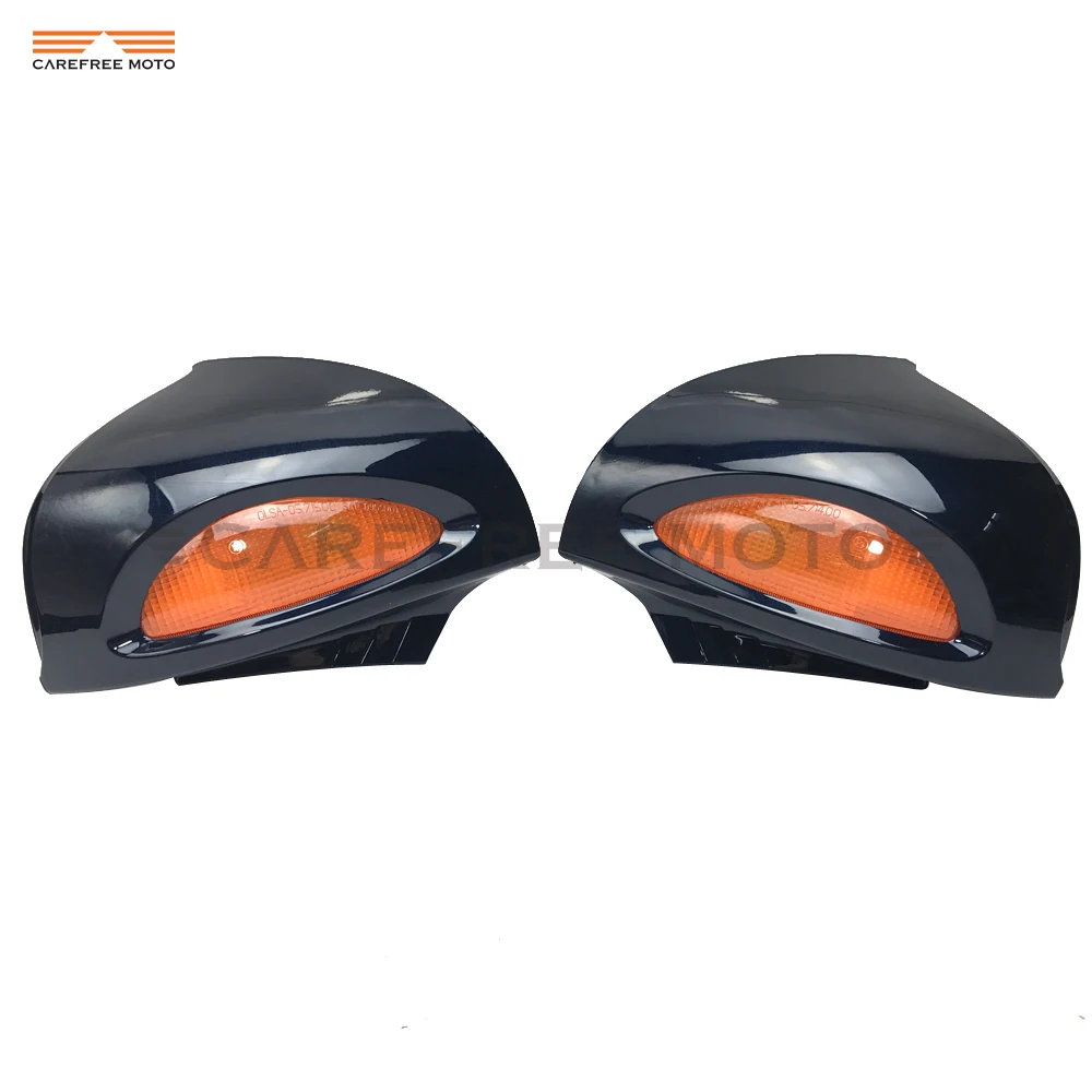 

Dark Blue Motorcycle Rear View Mirrors Amber Turn Signals Cover Case for BMW R1100RT R1100RTP R1150RT