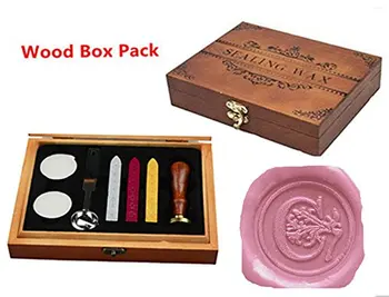 

Luxury Letter C Wood Gift Box Pack Vintage Alphabet Initial Engraved Wedding Invitation Classical Old-fashioned Antique Wax Seal