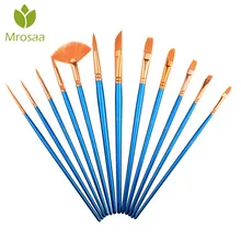 Mrosaa 12 шт./компл. акварель гуашь кисти для рисования различные формы круглый острый кончик нейлоновые кисти для рисования кисти комплект, принадлежности для живописи