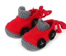 1Pair Fashion soft-soled baby boys girls colors car shape handwork knit toddler shoes children’s crib shoes 11cm