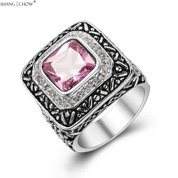 

2017 Fashion Charm Jewelry Huge Pink Kunzite Stone 925 Sterling Silver Ring for Women casual clothes Accessories R1279