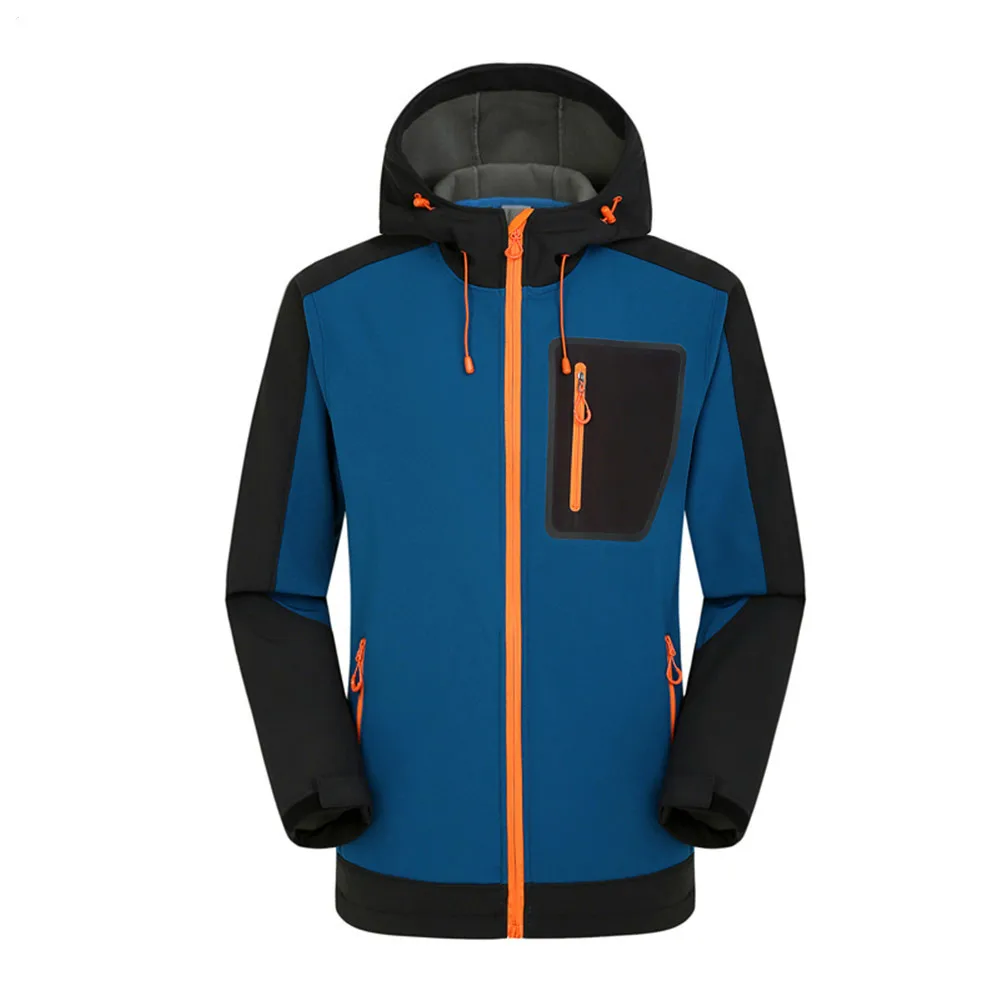 

Men Autumn Outdoor Softshell Jacket Winter Female Inner Fleece Windproof Hooded Thermal Camping Coat With Multi-Pocket