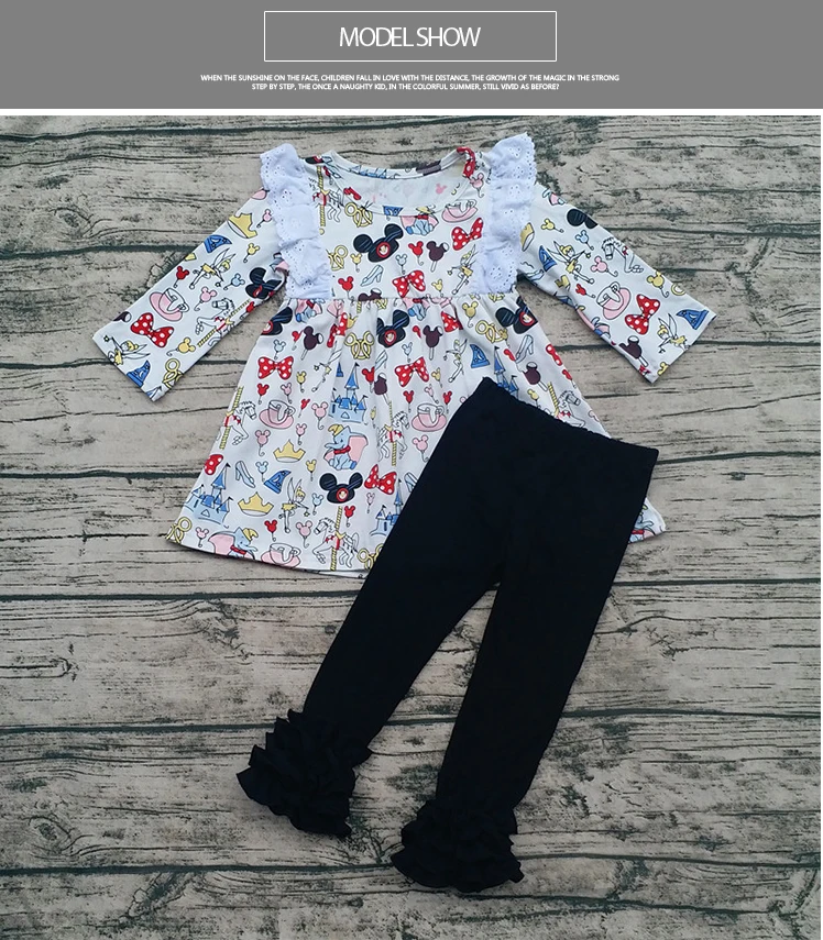 Aicton одежда для малышей Микки бутик хлопок комплект одежды осень милые девушки наряды