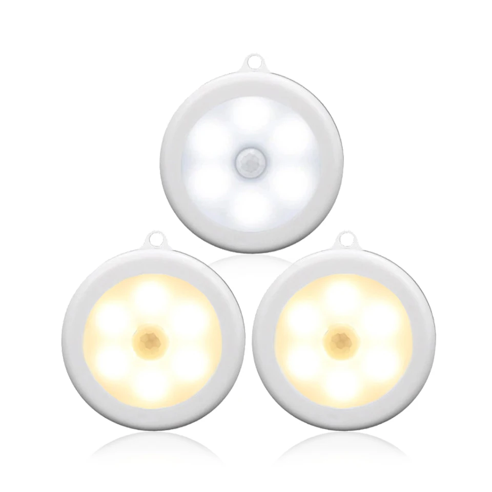  Led Night Light With Motion Sensor Battery Operated 6LED PIR Induction Wall Lamp Auto On/Off Magnet - 32999263491