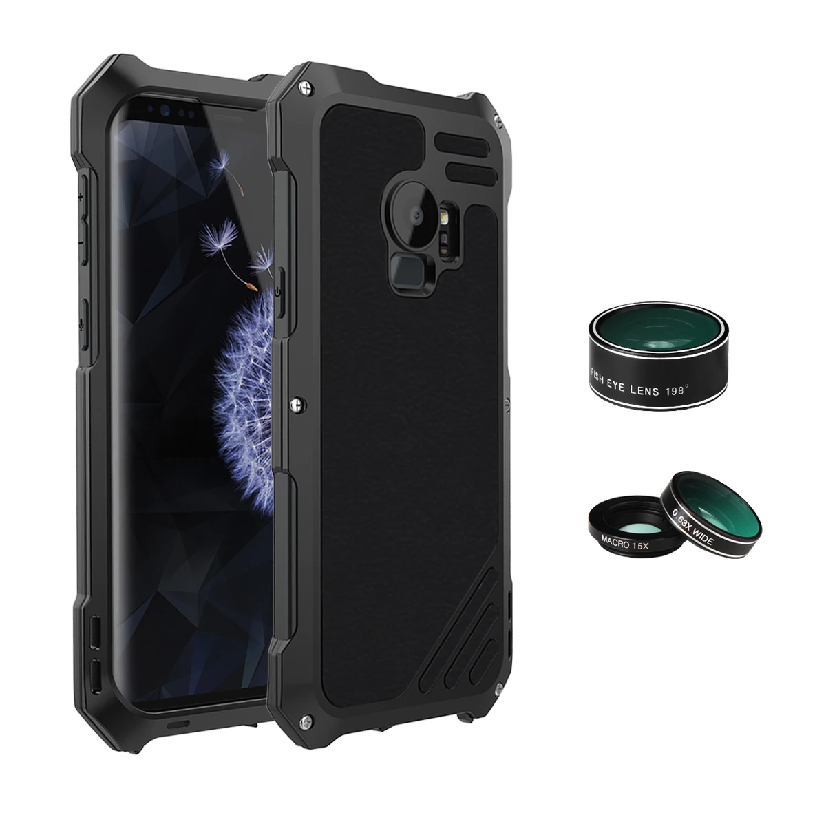 

Metal Shockproof Case for Samsung Galaxy S9 Plus Protective Shockproof Case for Samsung S9P with Macro Wide-angle Fisheye Lenses