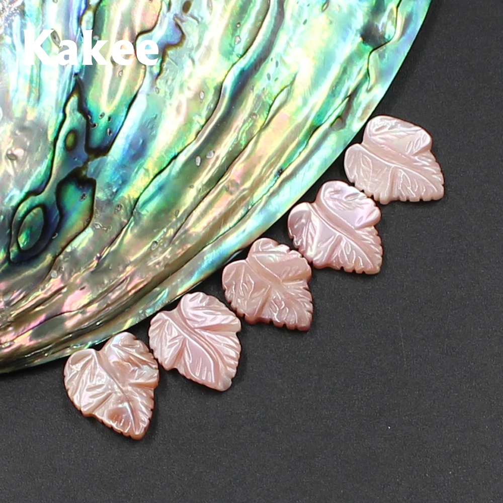 

Kakee No Holes Mother of Pearl Charms Pink Leaf DIY Shell Jewelry Making Beads Fashion Seashell Beading Accessories Supplies