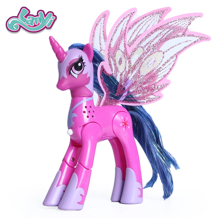 My little horses action figure anime figure toys for children ponies toys lovely Unicorn light and music joint are movable