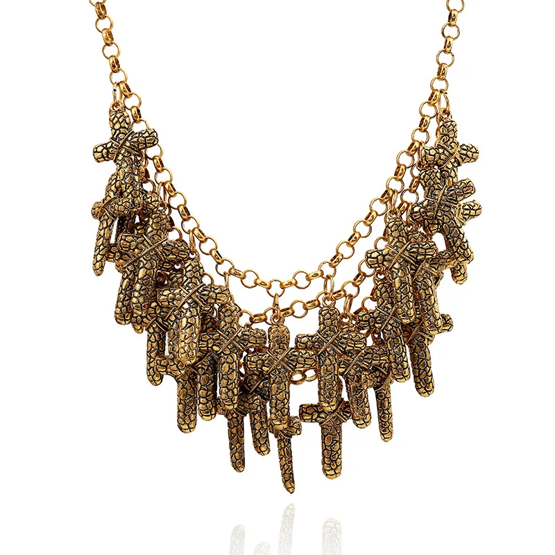 Ожерелье женское многослойное с крестом в стиле ретро|necklace statement|sweater necklacecross necklace