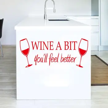 Home Decor Red Wine A Bit Cup Removable Room Vinyl Decal Art DIY Wall Sticker Home Decor wall sticker Home Deco mirror AU6