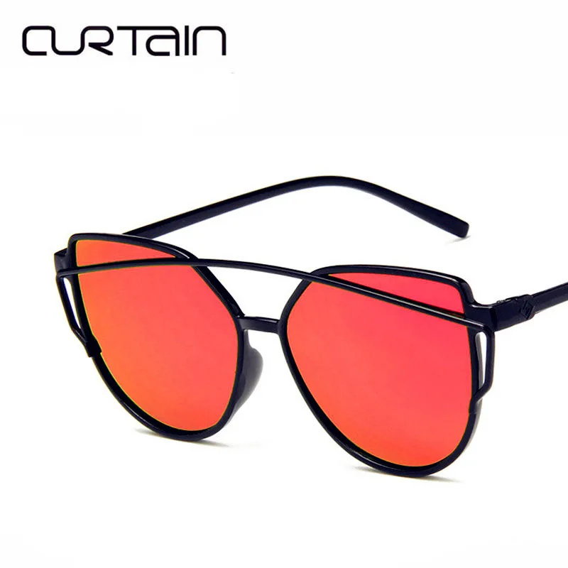 

CURTAIN 2019 New Sexy Ladies Cat Eye Sunglasses Women Fashion Clear Eyewear Metal Frame Sun Glasses For Female UV400