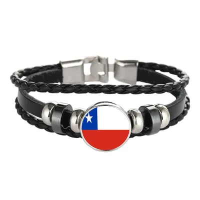 

New Customized Chile Flag Bracelets Trendy Leather Chile Bracelets Women Men