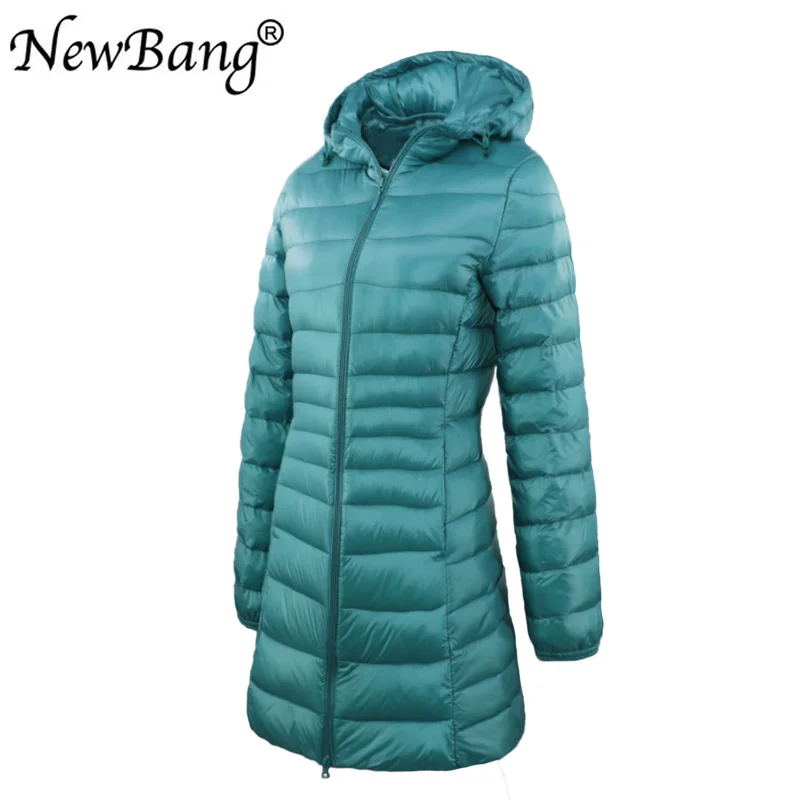 Бренд NewBang, 7XL, 6XL, женское длинное теплое пуховое пальто, женский ультра легкий пуховик с сумкой, женские пальто, длина до бедра