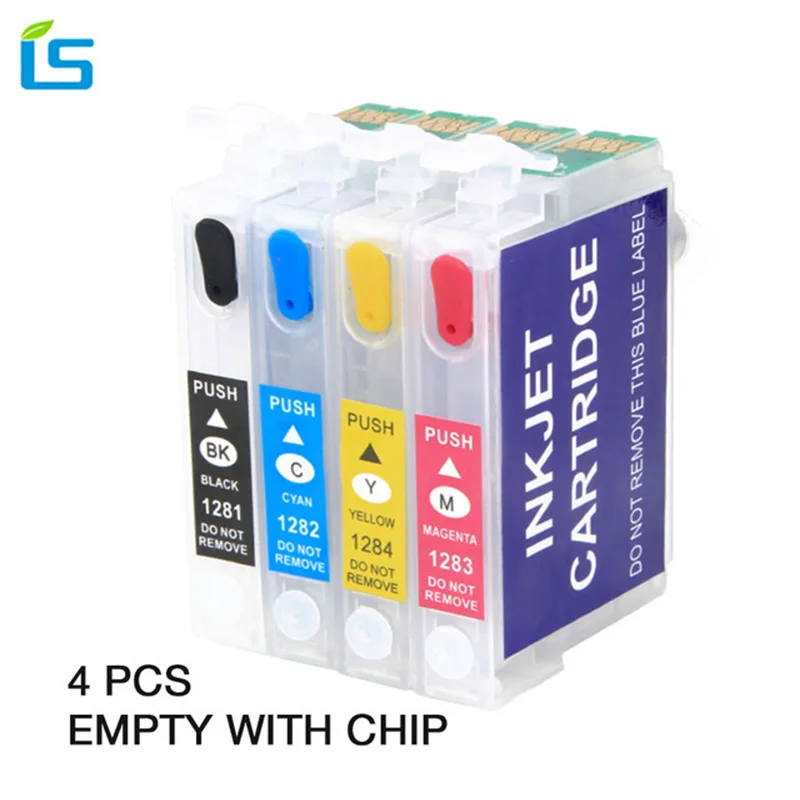 

4pcs/set T1281 T1282 T1283 T1284 Empty Compatible Ink cartridge for EPSON stylus S22 SX130 SX125 SX235W SX435W SX425W Printers