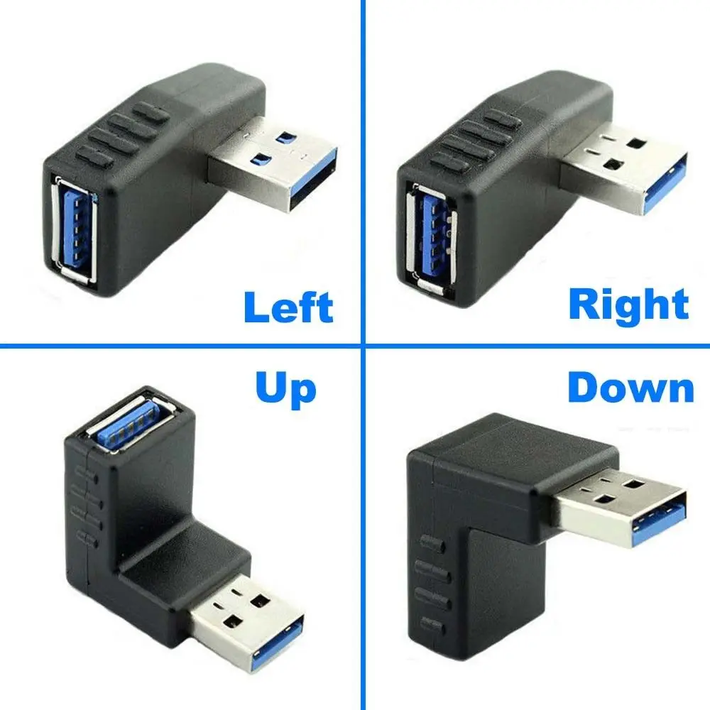 

90 Degree Left Right Angle USB 3.0 Type A Male to Female adapter Extension Cable