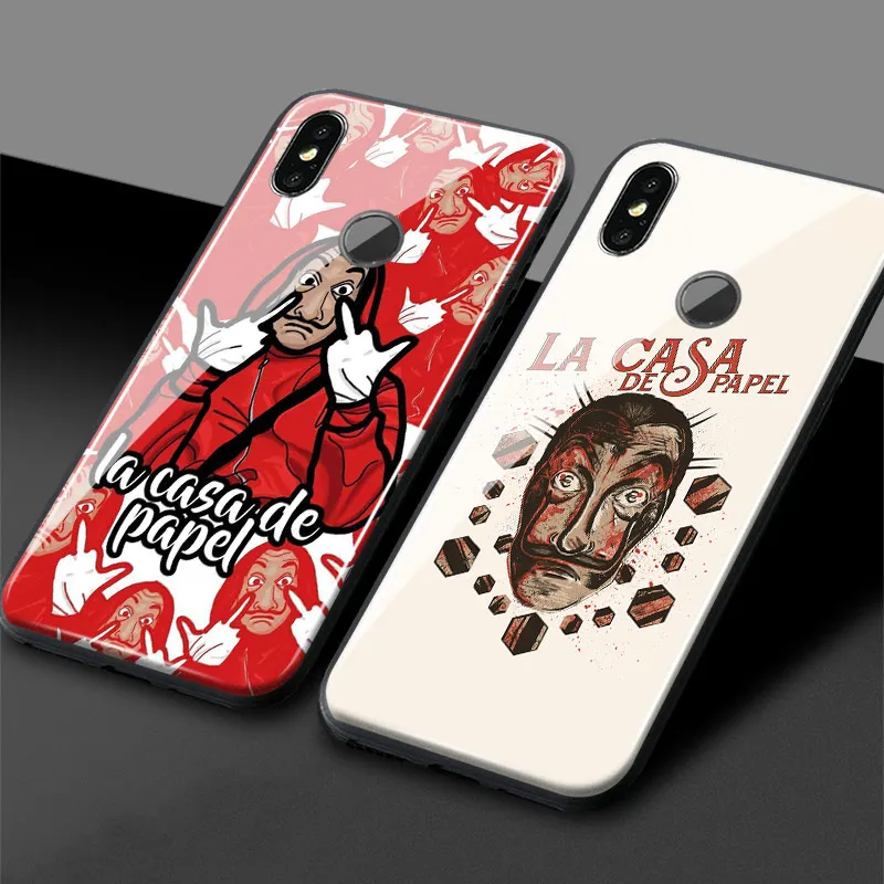 La Casa De Papel Money Heist Tempered Glass Soft Silicone Phone Case For Xiaomi Mi 6 8 9 SE Explore Mix 2 2S 3 redmi note7 | Мобильные