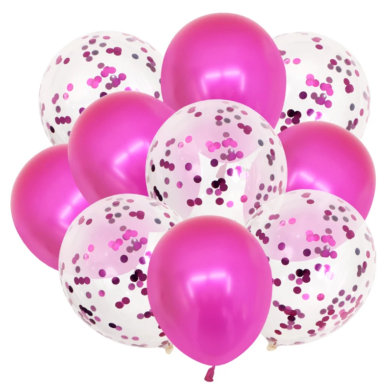 10 шт. 12 дюймов Смешанные воздушные шары с конфетти цвета розовое золото с днем рождения украшения Дети синий шар Baby Shower свадебные принадлежности