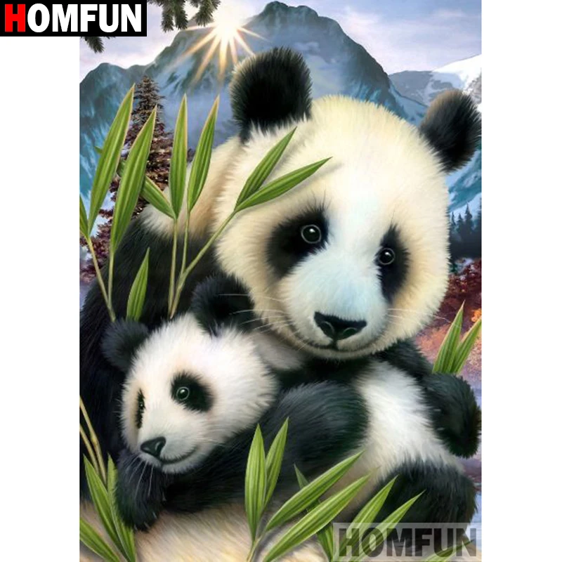 

HOMFUN Full Square/Round Drill 5D DIY Diamond Painting "Animal panda" Embroidery Cross Stitch 3D Home Decor Gift A13283