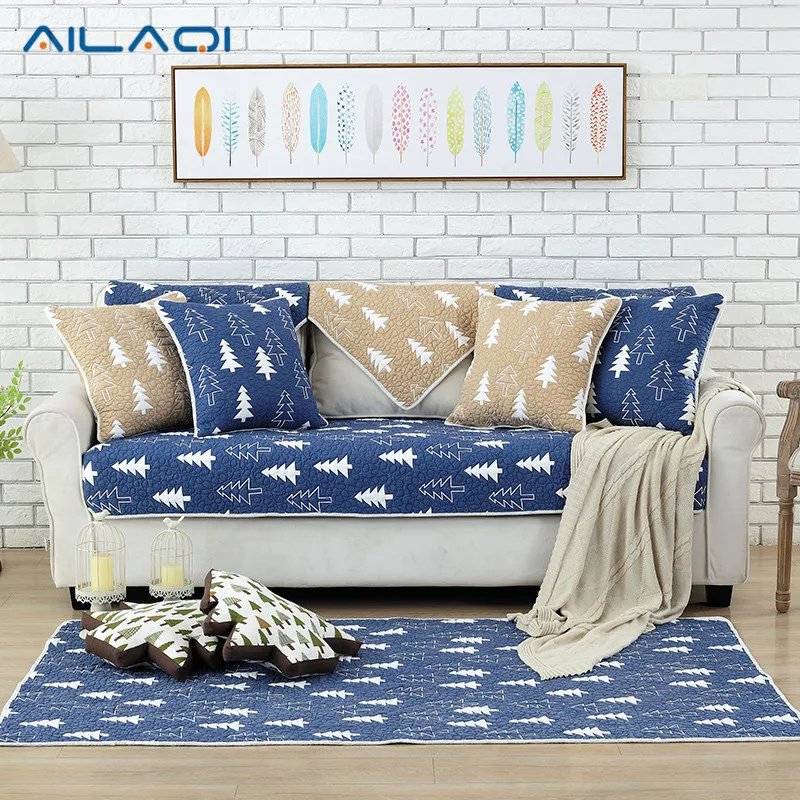 AILAQI Simple style sofa mat double sided cotton thick non slip sofa