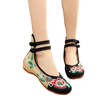 

Spring Handmade Woman Ballet Flats Shoes Sequined Flower Embroidery Shoes Women Old Peking Casual Cloth Dancing Shoes