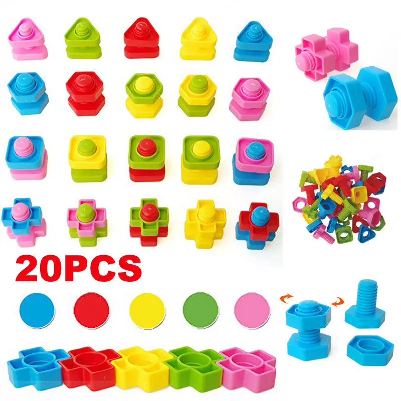 

Brand New 2018 pudcoco Newest Arrivals 20pcs 5 Colors Nuts and Bolts Baby Kids Building Blocks Creative Educational Kids Toy