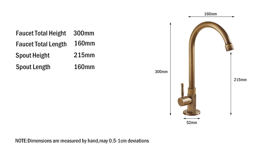 Antique Brass Only Cold Kitchen Faucet Antique bronze finish Brass Sink Faucet Single Handle High Quality Kitchen Faucet