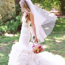 Белоснежные свадебные вуали два яруса длина кончика пальца простая Классическая свадебная вуаль с расческой элегантный Кантри Стиль скромный дизайн