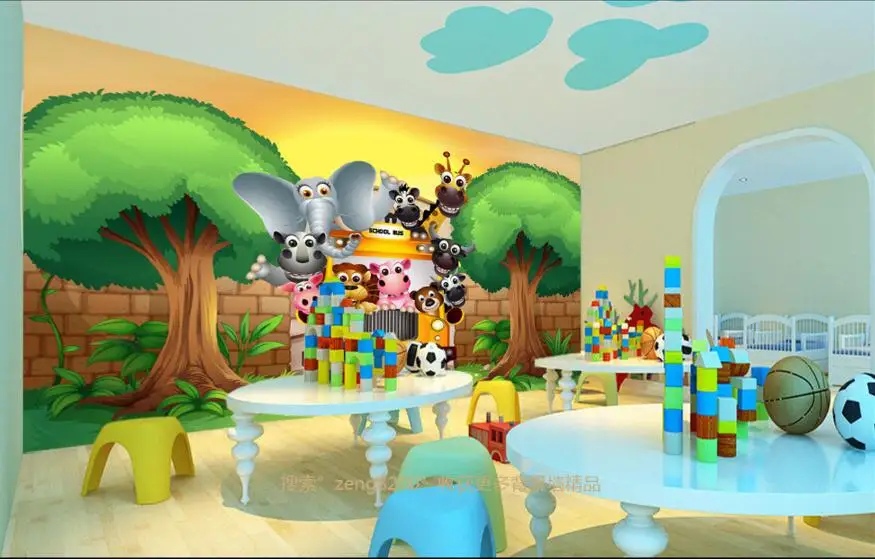 Пользовательский 3d панно, животных школьные Papel де Parede, 3d анимации для гостиной диван ТВ стены спальни бумаги