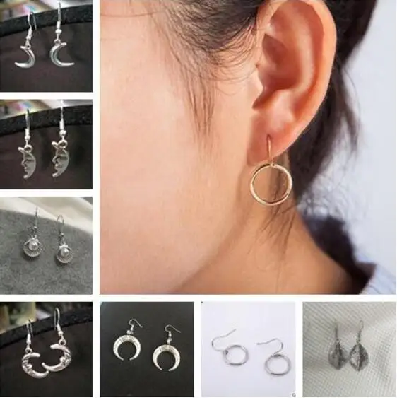 

1Pairs 2019 new listing fashion Plane triangle shape geometry circle tree bergamot elephant cross imitation pearl shell earrings