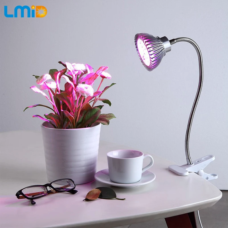 Lmid 7W Aluminum Plant Lights Flexible Holder Clip LED Gorw Light AC 85