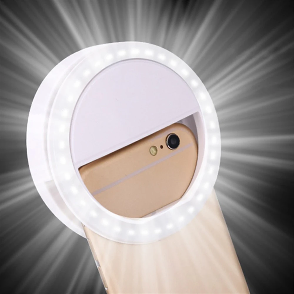 

Universal Selfie LED Ring Flash Light Portable Mobile Phone 36 LEDS Selfie Lamp Luminous Ring Clip For iPhone 8 7 6 Plus Samsung
