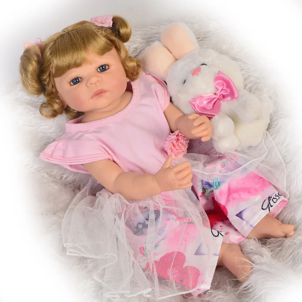 

blonde hair bebe reborn doll silicone reborn girl baby dolls 55cm adorable doll reborn real babies alive can interactive doll