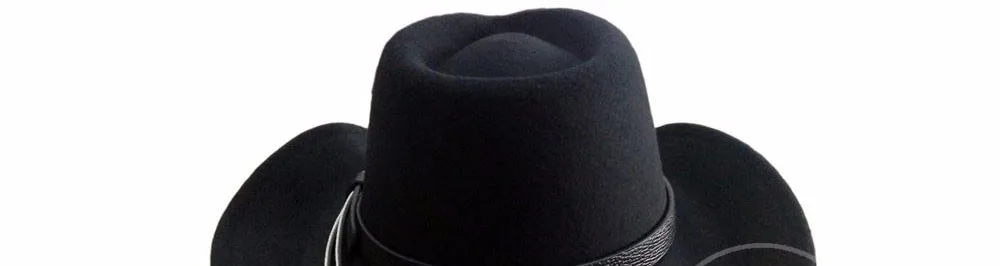 Высококачественные шерстяные мягкие шляпы головные уборы для мужчин и женщин Зимняя фетровая шляпа ковбойские шапки с поясом панама джаз шляпа-котелок из шерстяного войлока шляпа YY0395