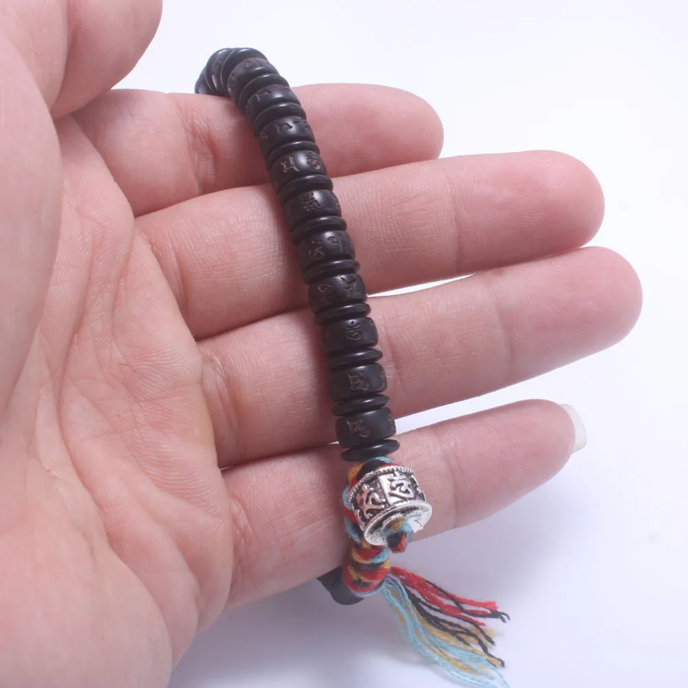 Тибетский буддийский ручной Плетеный счастливый мужской браслет Йога ювелирные изделия для медитации Кокосовая оболочка и хлопковый браслет для женщин