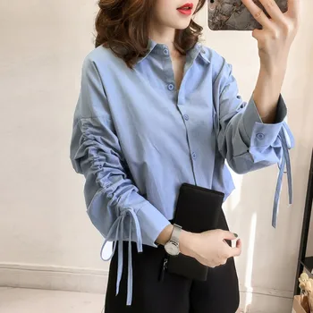 

Women Chiffon Blouse Long Sleeve V-neck Tops Women Office Shirt Lady Blouse Shirt Blusas