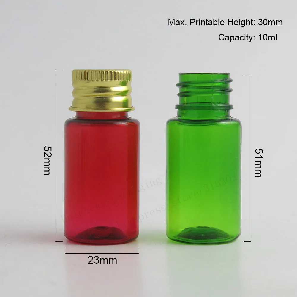 100x10ml 여행용 리필용 앰버 애완 동물 크림 병 플라스틱 용기, 알루미늄 뚜껑 삽입 블루 클리어 앰버 화이트 그린