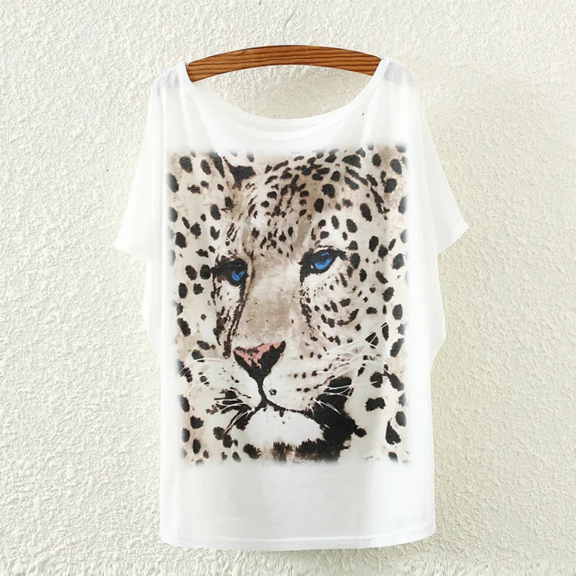 Красивая 2018 Лето Для женщин мультфильм Spotted Cheetah печатных футболка Леди