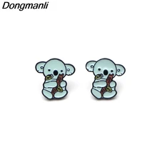 P2526 Dongmanli милые Eat листья коала серьги гвоздики для женщин дети эмаль пирсинг серьги ювелирные подарки для девочек
