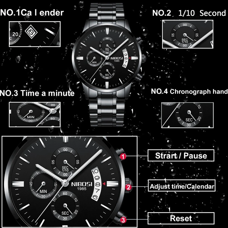  NIBOSI Mens Watches Top Luxury Brand Quartz Military Sport Watch Men Wristwatches Waterproof Male G