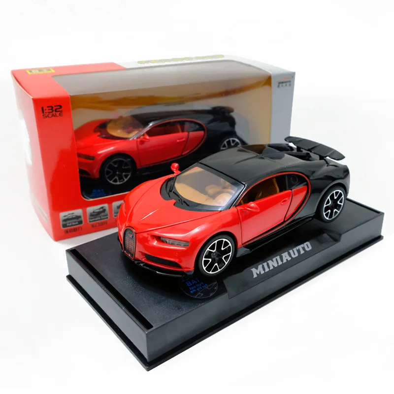 Модель гоночной машины Bugatti Chiron металлическая игрушка сплав автомобиль Diecasts игрушечный Транспорт модель автомобиля Миниатюрная модель автомобиля игрушки для мальчиков 1: 32 - Цвет: Red no box