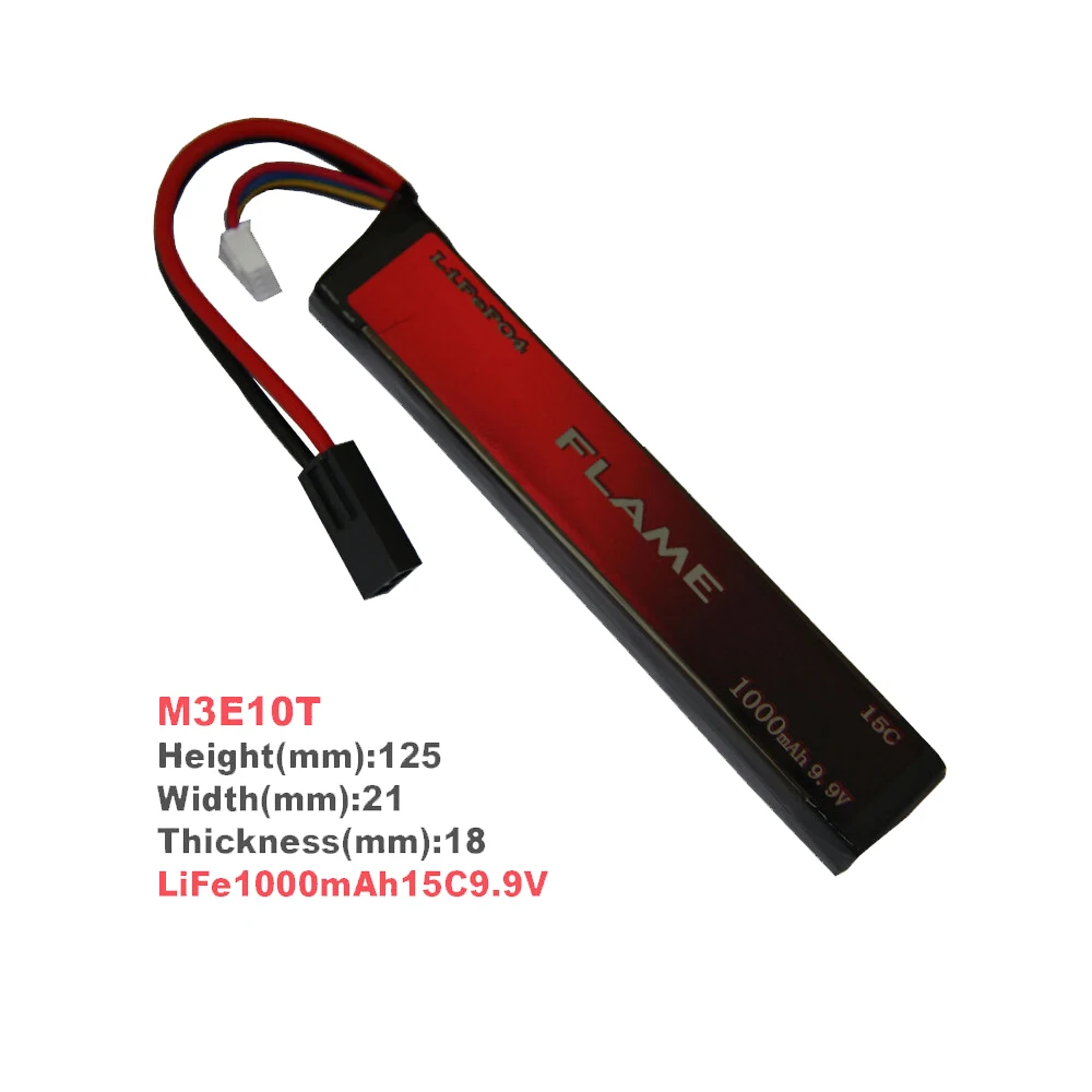 

1pcs 100% Orginal Flame 9.9V 1000mAh 15C LiFePO4 Battery FLAME-POF4-05 AEG Airsoft Battery M3E10T