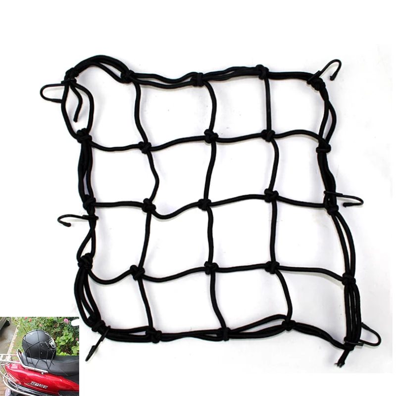 

2017 Motorcycle Luggage Net Bike ATV Bungee Tank Helmet Web Cords Mesh Cargo Net Hook Tuck Net String Bag Black 30x 30cm