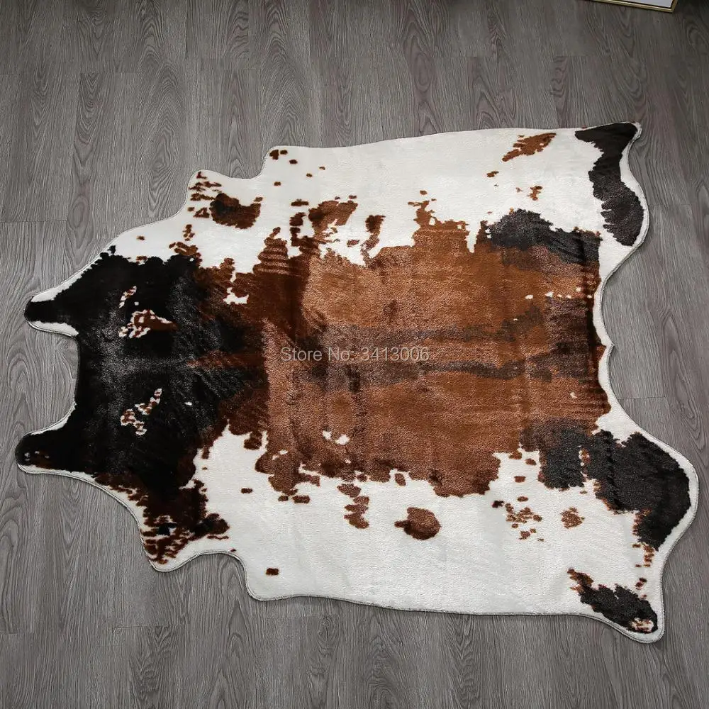 Cow Print Rug 4.1x4.2 Feet faux Cowhide rug Animal printed area carpet for home area rug