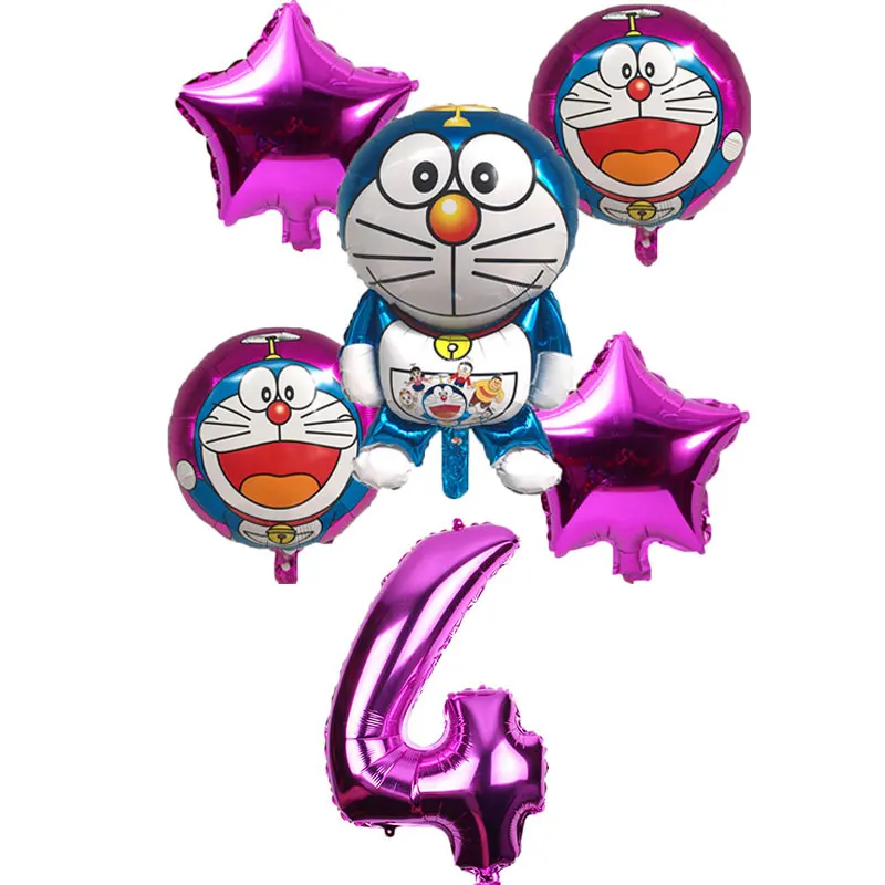 6 шт./компл. Doraemon 32 дюймов воздушные шары с номером музыкальная кошка Круглый гелиевый Свадебный шар Декор с днем рождения принадлежности для вечеринки воздушный шар