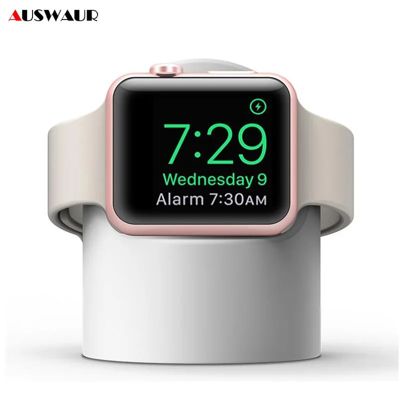 

New Silicone Wireless Charger Holder for iWatch 1 2 3 Apple Power Magnetic Adsorption Wireless Charger Clock Features Activited
